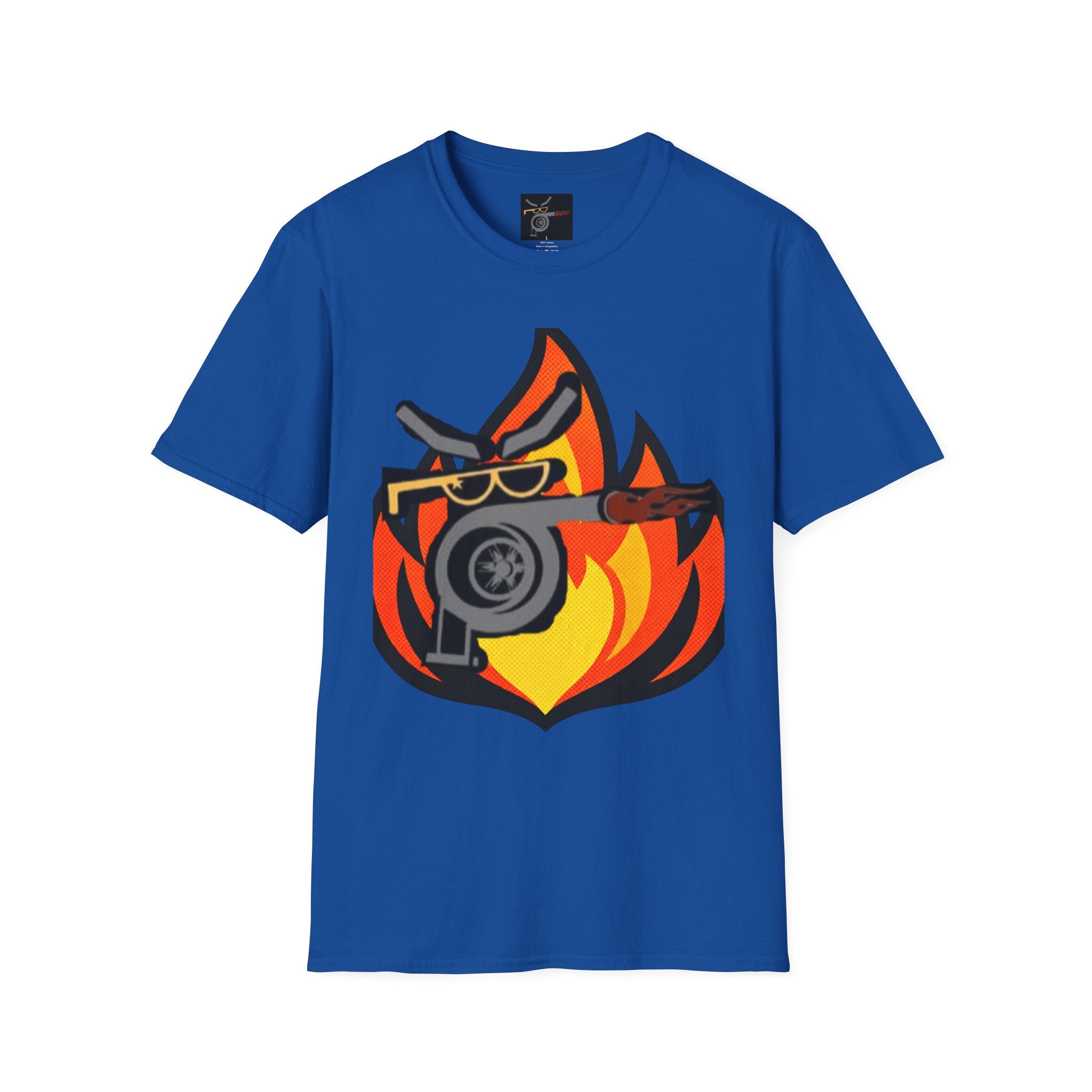 Flaming Turbocharger T-Shirt — Turbocharged Gearhead Tee