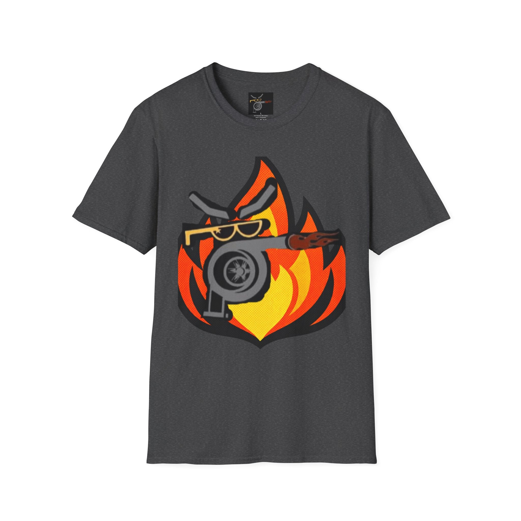 Flaming Turbocharger T-Shirt — Turbocharged Gearhead Tee