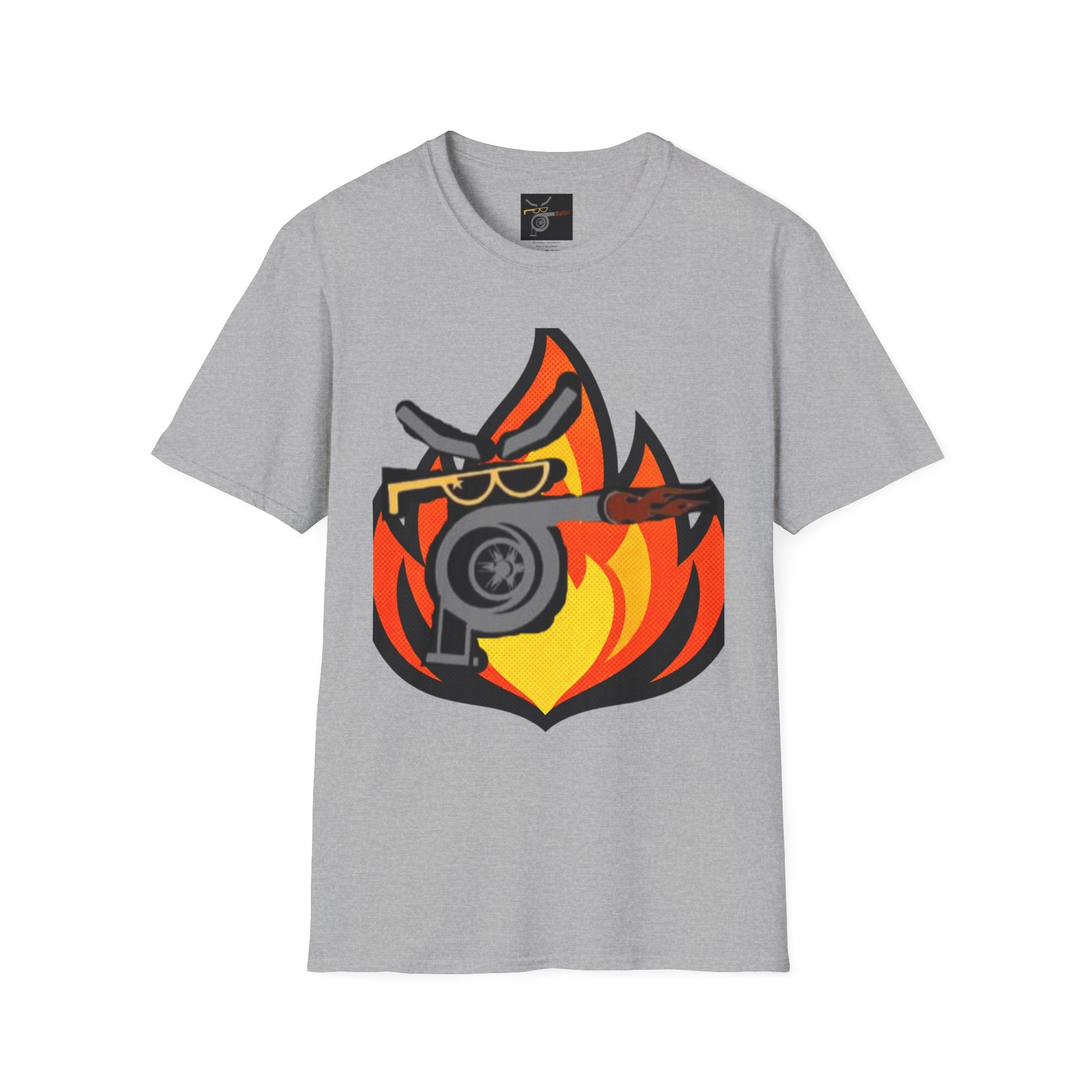 Flaming Turbocharger T-Shirt — Turbocharged Gearhead Tee