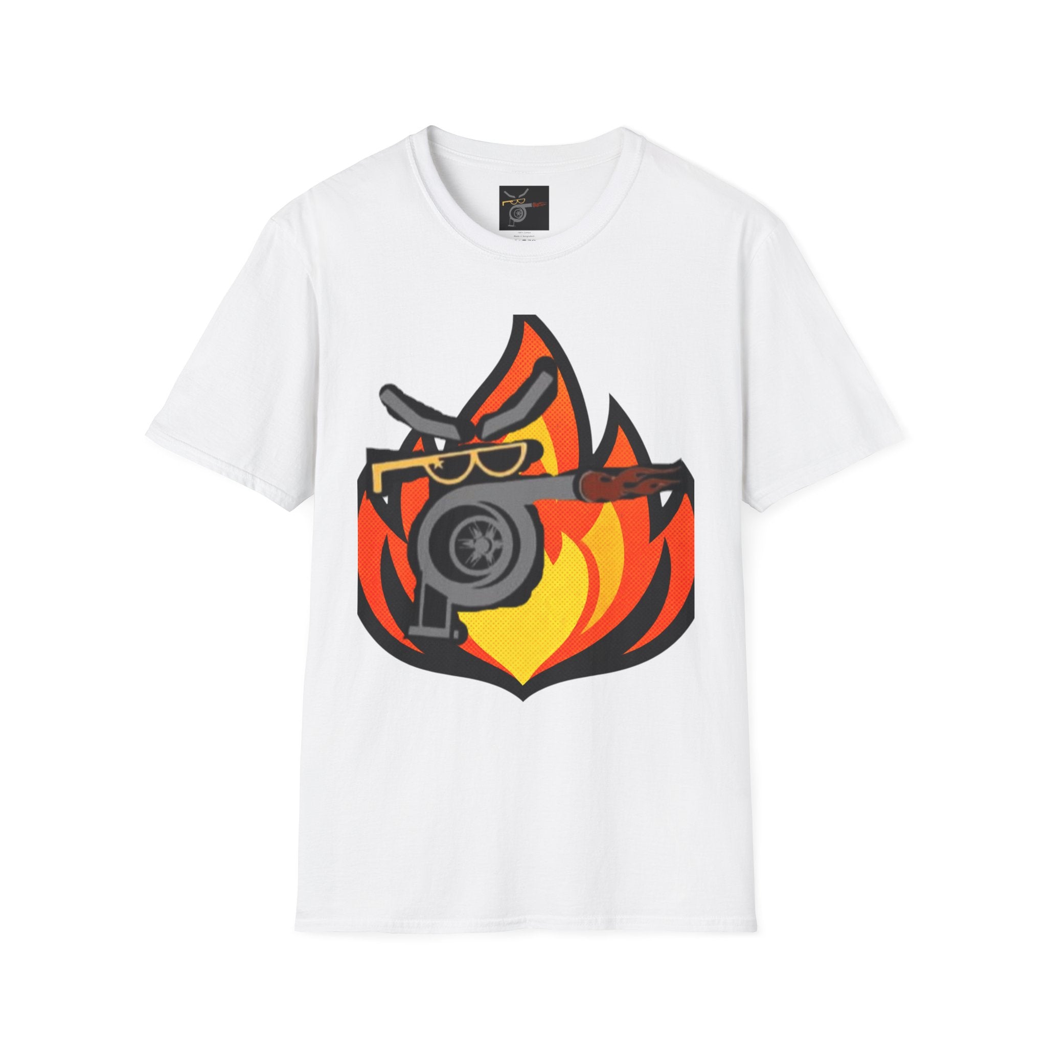 Flaming Turbocharger T-Shirt — Turbocharged Gearhead Tee