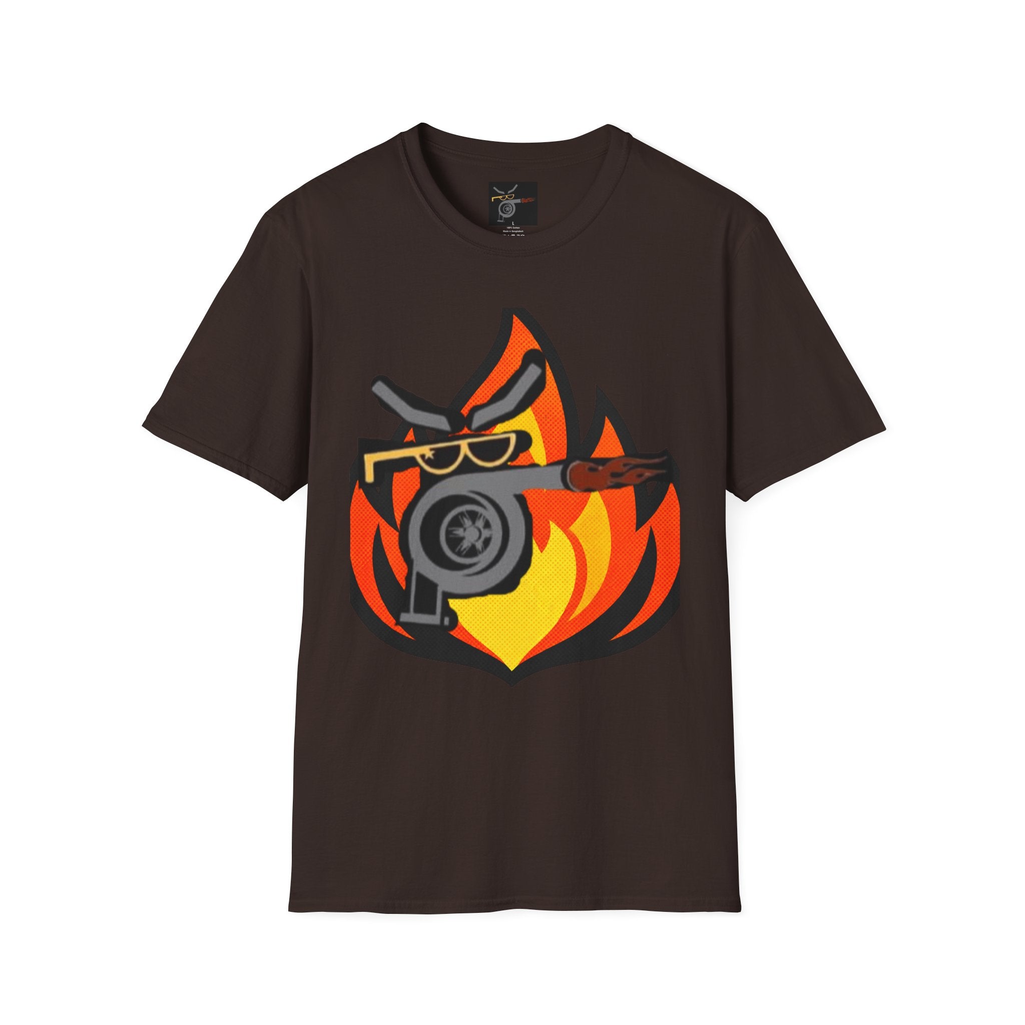 Flaming Turbocharger T-Shirt — Turbocharged Gearhead Tee