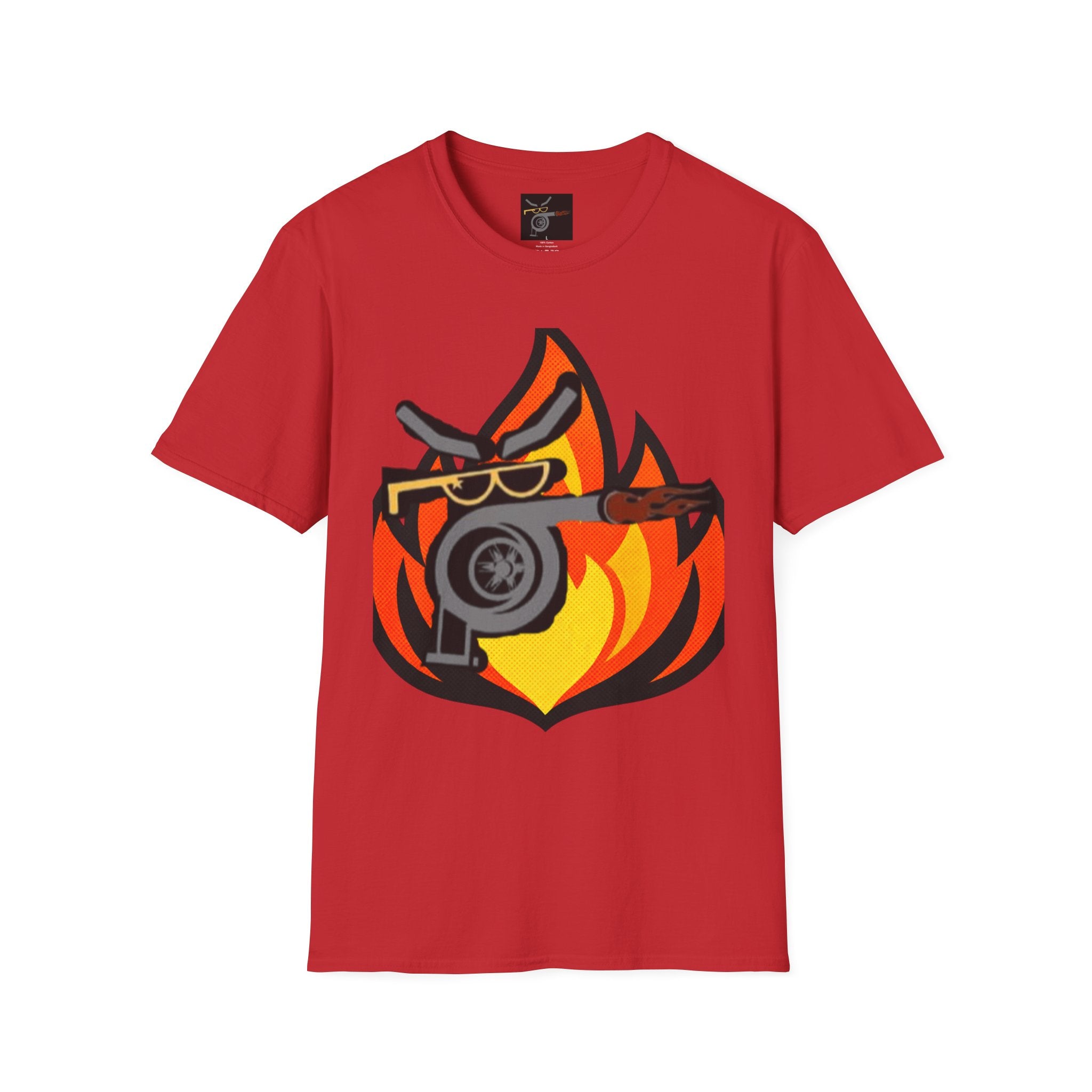Flaming Turbocharger T-Shirt — Turbocharged Gearhead Tee