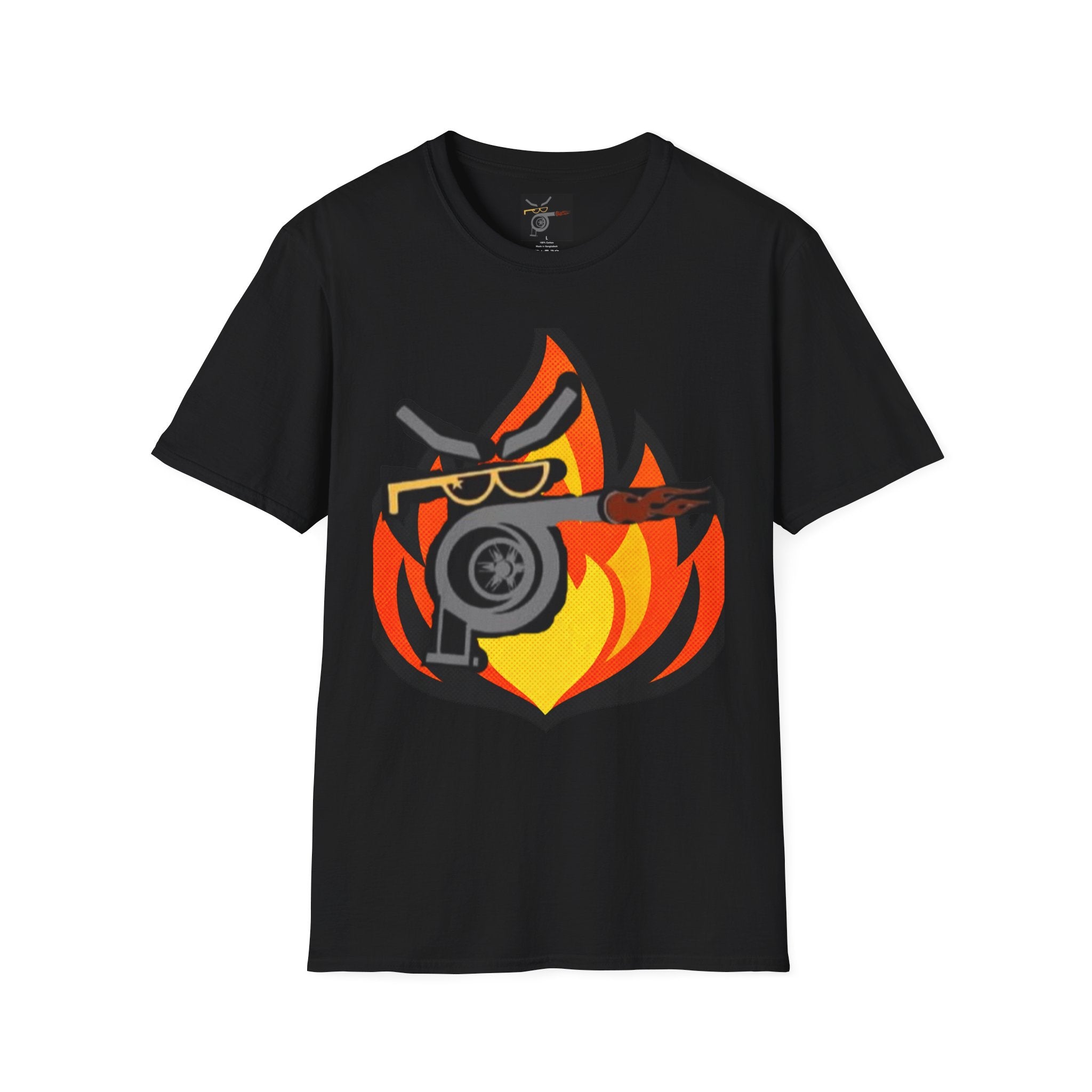 Flaming Turbocharger T-Shirt — Turbocharged Gearhead Tee