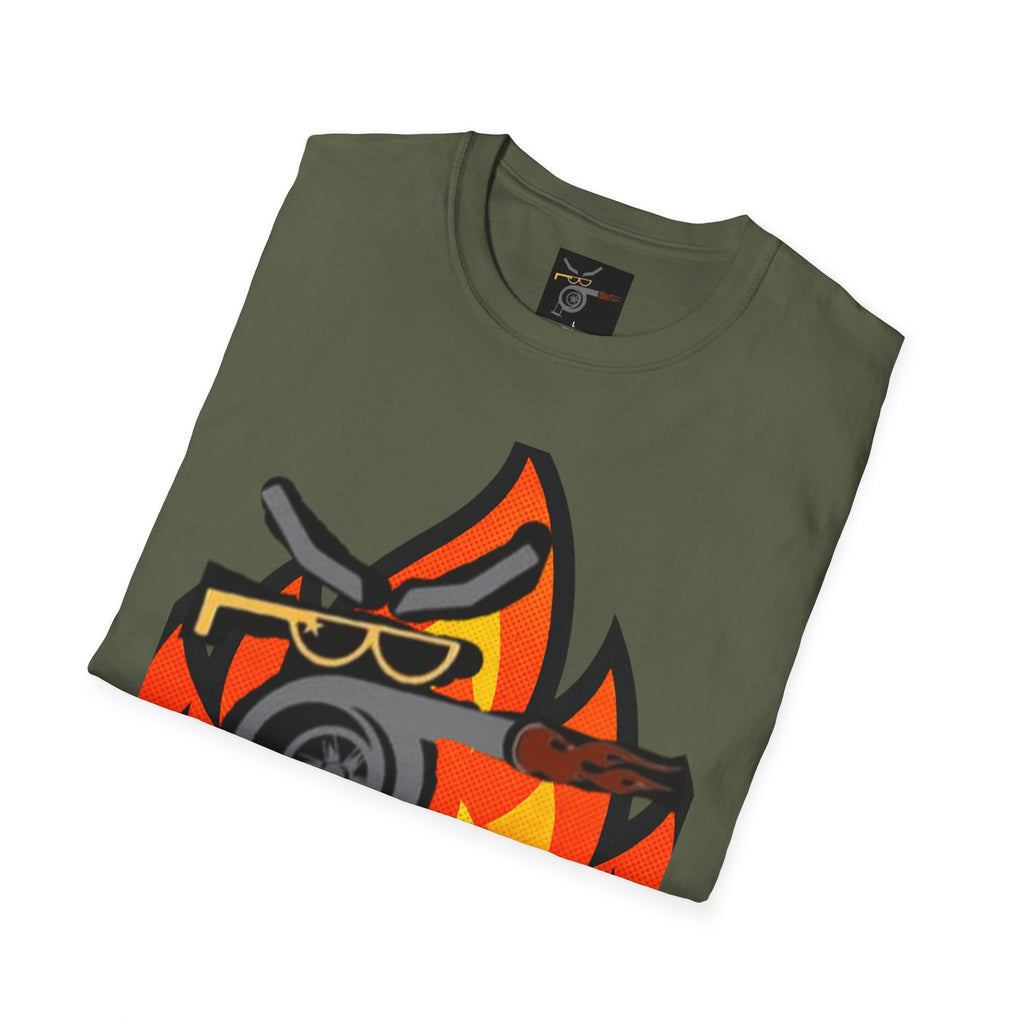 Flaming Turbocharger T-Shirt — Turbocharged Gearhead Tee