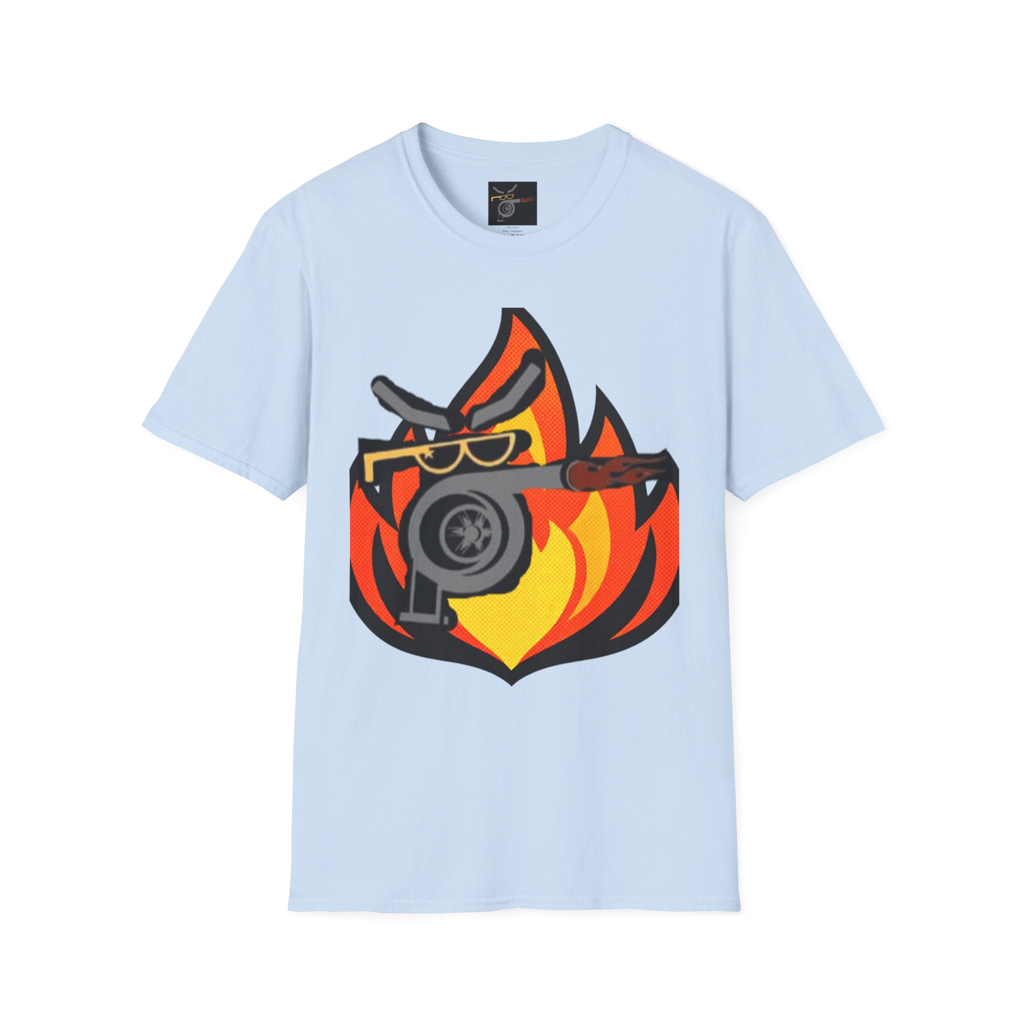 Flaming Turbocharger T-Shirt — Turbocharged Gearhead Tee